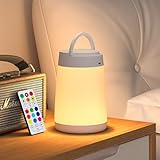 Aisutha Nachttischlampe Touch, Nachtlicht Kinder mit Timing Funktion, Tischlampe Holz USB Aufladbar...