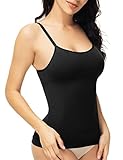 ATTLADY Shape Unterhemd Damen Nahtlose Spaghettiträger Basic Shapewear Top (Mittel,schwarz)