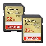 SanDisk Extreme SDHC UHS-I Speicherkarte 2er-Pack 32 GB (V30, 100 MB/s Übertragung, U3, 4K UHD...