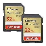 SanDisk Extreme SDHC UHS-I Speicherkarte 2er-Pack 32 GB (V30, 100 MB/s Übertragung, U3, 4K UHD...