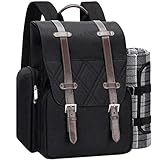 Picknick-Rucksack für 4 Personen mit großer isolierter Kühltasche, Picknickkorb-Set mit...