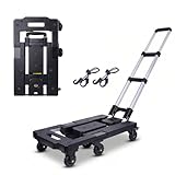 7 Rad Transportwagen Klappbar Sackkarre Aluminium Lenkbarer Plattformwagen Lenkrollen Mit Bremsen...