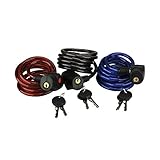 FISCHER 85893 Spiralschloss Family 3x Stück, Länge 180cm, Durchmesser 8mm, Farblich Sortiert