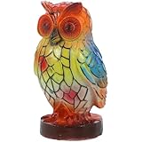 Homoyoyo Eulen Tischlampe aus Kunstharz Dekorative LED Nachtleuchte mit Warmem Licht Tierlampe für...