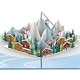 papercrush® Pop-Up Karte Skipiste - 3D Gutscheinkarte für Skifahren für Frauen und Männer,...