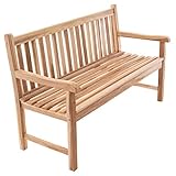 Divero 3-Sitzer Gartenbank Palermo aus zertifiziertem Teak-Holz, unbehandelt - wetterfest –...