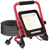 HYCHIKA LED Baustrahler,50W 5500LM Arbeitsleuchte, LED Arbeitsleuchte mit Stecker, IP65 Wasserdicht...