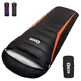 QEZER Daunenschlafsack Ultraleicht Schalfack mit Premium Daunen 8°C bis -3°C [1180 g] für Camping...