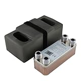 Edelstahl Plattenwärmetauscher B3-12-20 mit Isolierung – 4x 3/4 Zoll Anschluss, max. 45 kW,...