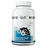 Health+ Jod Kapseln - 120 Jodid Kapseln mit 200 mcg Jod aus Kaliumiodid, essentielle Spurenelemente,...