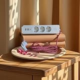 Vintage 3-fach Steckdosenleiste mit Stoffkabel 2m – 16A Retro Verlängerungskabel, geflochtenes...