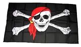 Fahne Stockflagge Pirat rotes Kopftuch NEU 30 x 45 cm