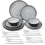 La Joventino 24PCS Melamin Geschirrset, Campinggeschirr Teller Set - Tafelservice für Outdoor &...