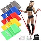 5 Stück Fitnessbänder Set, 1.5M Gymnastikband Resistance Bands in 5 Stärke Fitnessband...