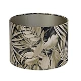 Lampenschirm für Tischleuchte in Zylinder Velours Palme Sepia Hockerleuchte Standleuchte 20-20-15cm