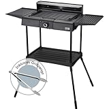 LEBENLANG 2in1 Elektrogrill Tischgrill elektrisch - Inkl. Standfuß & Grillzange I Elektro Grill...