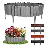 GARDENIX 2.3m Holzoptik Rasenkante Kunststoff 4 Module - Beetumrandung Garten, Beeteinfassung Grau,...