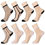 Yamitora 8 Paar Durchsichtige Socken Damen,Nylon Söckchen Feine Knöchelsocken Feinstrümpfe...