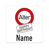 Herz & Heim® Flaschenaufkleber zum Geburtstag im Verkehrszeichen-Look mit Name und Alter 1 Stück