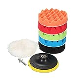 Akozon 8-teilige 3-Zoll-Auto-Schwamm-Rad-Rad-Set, Flat Wave Schwammscheibe, Polierpads für Bohrer,...