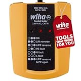 Wiha Steckdosentester 230 V AC, CAT II inkl. 2x AAA-Batterien I mit flexiblem Kabel I LED-Anzeige...