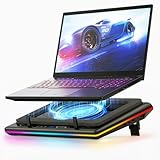 llano 2024 RGB Gaming Laptop Kühler Kühlpad mit Touch-Bedienung stufenloser Geschwindigkeit &14cm...