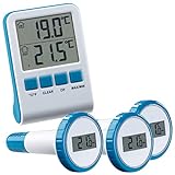 infactory Wasser-Thermometer Pool: 3 digitale Teich- und Poolthermometer mit LCD-Funk-Empfänger,...