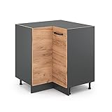 Vicco Eckschrank R-Line, Goldkraft Eiche/Anthrazit, 75.6 cm ohne Arbeitsplatte