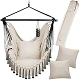 tectake® Hängesessel Outdoor wetterfest oder Indoor mit Tabletfach und Getränkehalterung,...