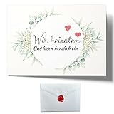 Laurea Verde 15 Einladungskarten Hochzeit mit Umschlägen und Stickern im Wax-Siegel-Design |...