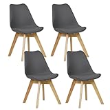 WOLTU® 4er Set Esszimmerstühle Küchenstuhl Design Stuhl Esszimmerstuhl Kunstleder Holz Grau...