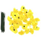 MOTHNUR Künstliche Ringelblumen mit Stielen 5cm Gelb Kleiner Ringelblumenköpfe für Halloween...