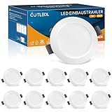 LED Einbaustrahler 230V Flach, 10er Spots 5W Neutralweiß 4000K IP44 Bad Einbauleuchten, 68-80mm...