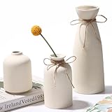 Zaxiva Beige Keramik Vasen 3er-Set, Nordische Moderne und Minimalistische Vasen Deko für die...