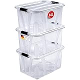 KONZEPT Aufbewahrungsbox mit Deckel (14L-3er Set), BPA-frei, robuster Verschlussclips