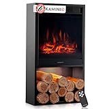 KAMINIO Elektrokamin Hugo - Elektrischer Kaminofen mit Heizung, 3D-Flammeneffekt, LED-Ambientelicht,...