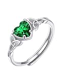 ChicSilver Ewigkeit Zirkonia Ring Damen Silber 925 Keltischer Knot Ring Verstellbar Herz Smaragd...