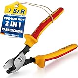 S&R Kabelschere VDE 1000V Elektriker-Werkzeug, 200mm Kabelschneider, Drahtschneider Kombi-Zange,...