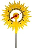 Lantelme Gartenthermometer Sonne mit Metall Erdspieß 60 cm Garten Deko für Außen Kunststoff...