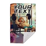 LOCO Lustiges Gym Handtuch mit Namen – Fitnesshandtuch Baumwolle mit Eisen-Löwe-Motiv 50x100 –...