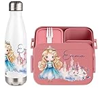 wolga-kreativ Set personalisierte Vesperdose und Kinderflasche für Mädchen und Prinzessin Motiv -...