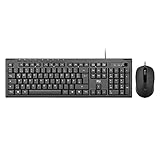 Rii Kabelgebundenes Tastatur-Maus-Set, PC Tastatur mit Kabel, Spritzwassergeschützt, Ergonomisch,...