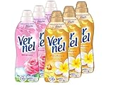 Vernel Weichspüler Set – 3x Sinnliche Frangipani & 3x Wildrose (37/39 WL) – Duftintensive...