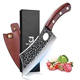 DRAGON RIOT Hackmesser Japanisch, Wikinger Messer mit Holzgriff, Fleischermesser Profi Hackbeil für...