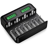 EBL Akku Ladegerät für AA AAA C D NI-MH Akkus Type C Input Schnell Ladegerät, LCD Anzeige...