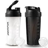 GEMFUL Shaker Proteinshake BPA Frei mit Kugel für Sport und Fitness 750 ml 2er Pack