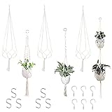 Gvolatee 6 stück Makramee Baumwollseil Hängeampel Set, Blumenampel Halter mit S Haken und...