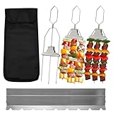 Kqpoinw Grillspieße Edelstahl, Schaschlikspieße mit Festes Regal und Tasche, 38CM Lange...