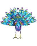 XIUCAI Elegante Große Metall-Pfauenskulptur, Garten- & Terrassen-Kunstdeko, Vogelfigur...