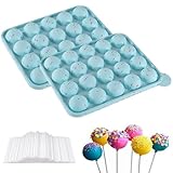 Puedno Cake Pop Silikonform, Cake Pop Form mit 100 Cake Pop Sticks, 20 Runde Lollipop Silikon Form...